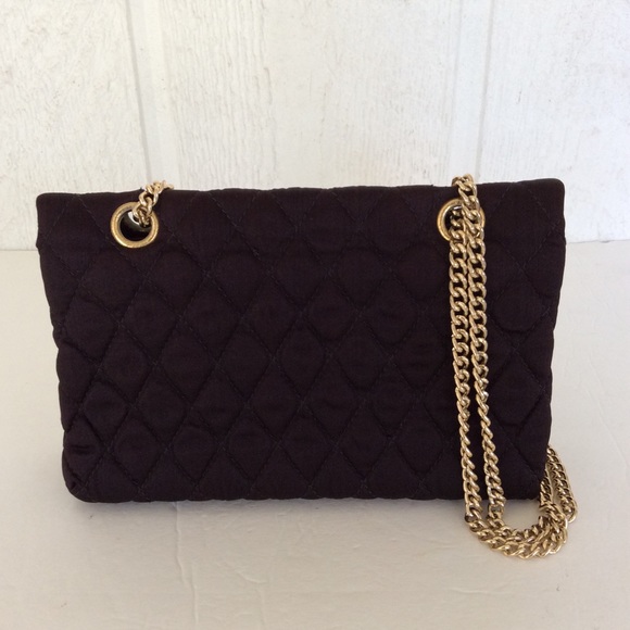 VINTAGE LORD & TAYLOR QUILTED PLUM BAG WITH CHAIN STRAP - Picture 3 of 8